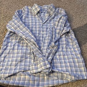 Blue and White Plaid Men's Shirt